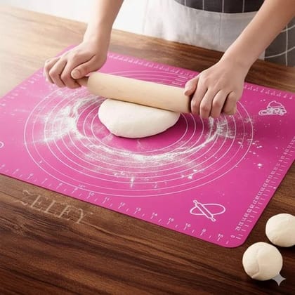 Roti Measuring Mat Reusable Non-Stick Cake Mat - New Premium Large Fondant Dough Pastry Silicone Rolling Work Mat with Measuring Guide for Sugar Craft Cake Decorating