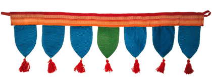 Traditional Multicolor Khan Fabric Toran with Woolen Tassels and Traditional Border