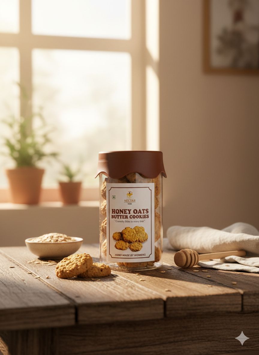 Nectar Pure Honey Oats Butter Cookies - Crunchy Bliss