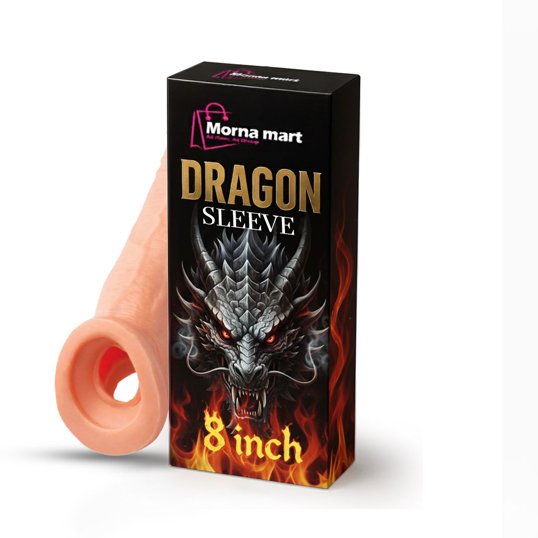 Morna Mart Dragon 8 Inch Soft Reusable Silicone Sleeve | Intimate Adult Wellness | Washable & Flexible