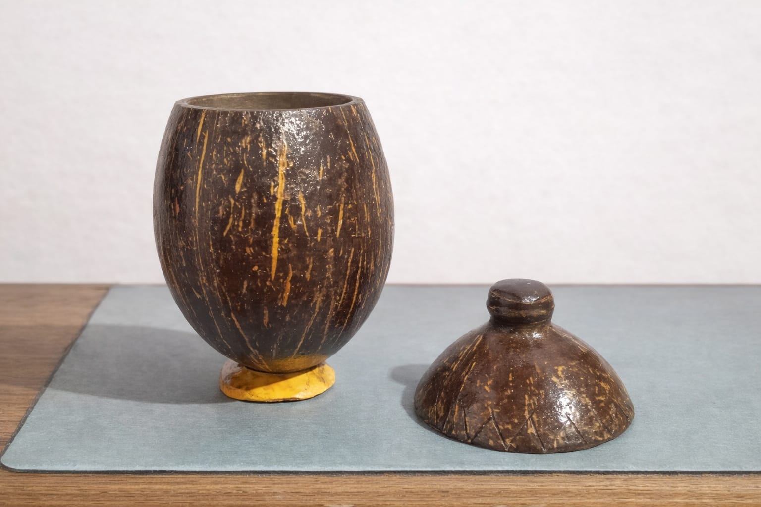 Handcrafted Coconut Shell Jar with Lid - Rustic Home Decor & Storage