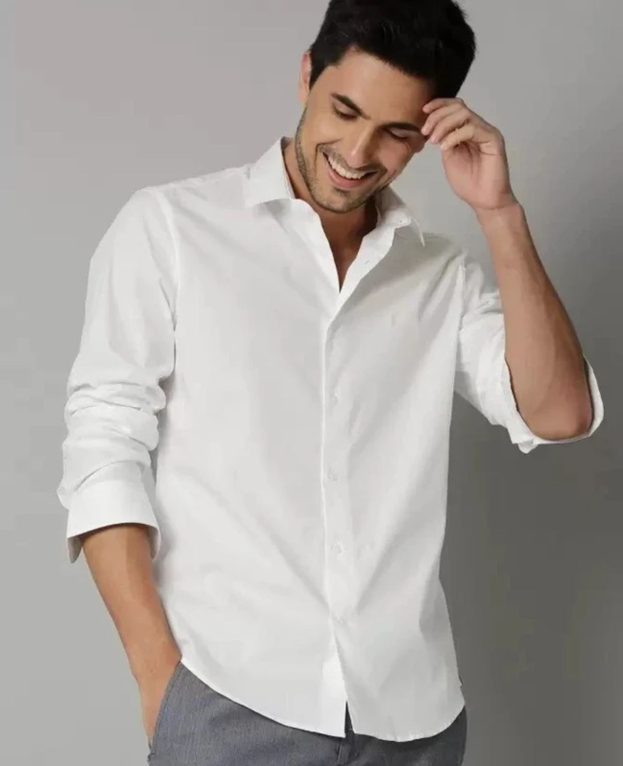 HouseOfCommon Men Solid Casual White Shirt