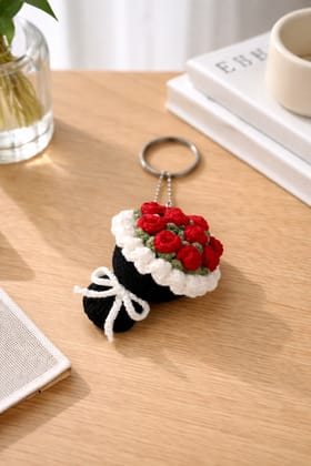 Handmade Crocheted Rose Bouquet Keychain Charm Bag Pendant Handmade Crocheted Rose Bouquet Keychain Charm Bag Pendant