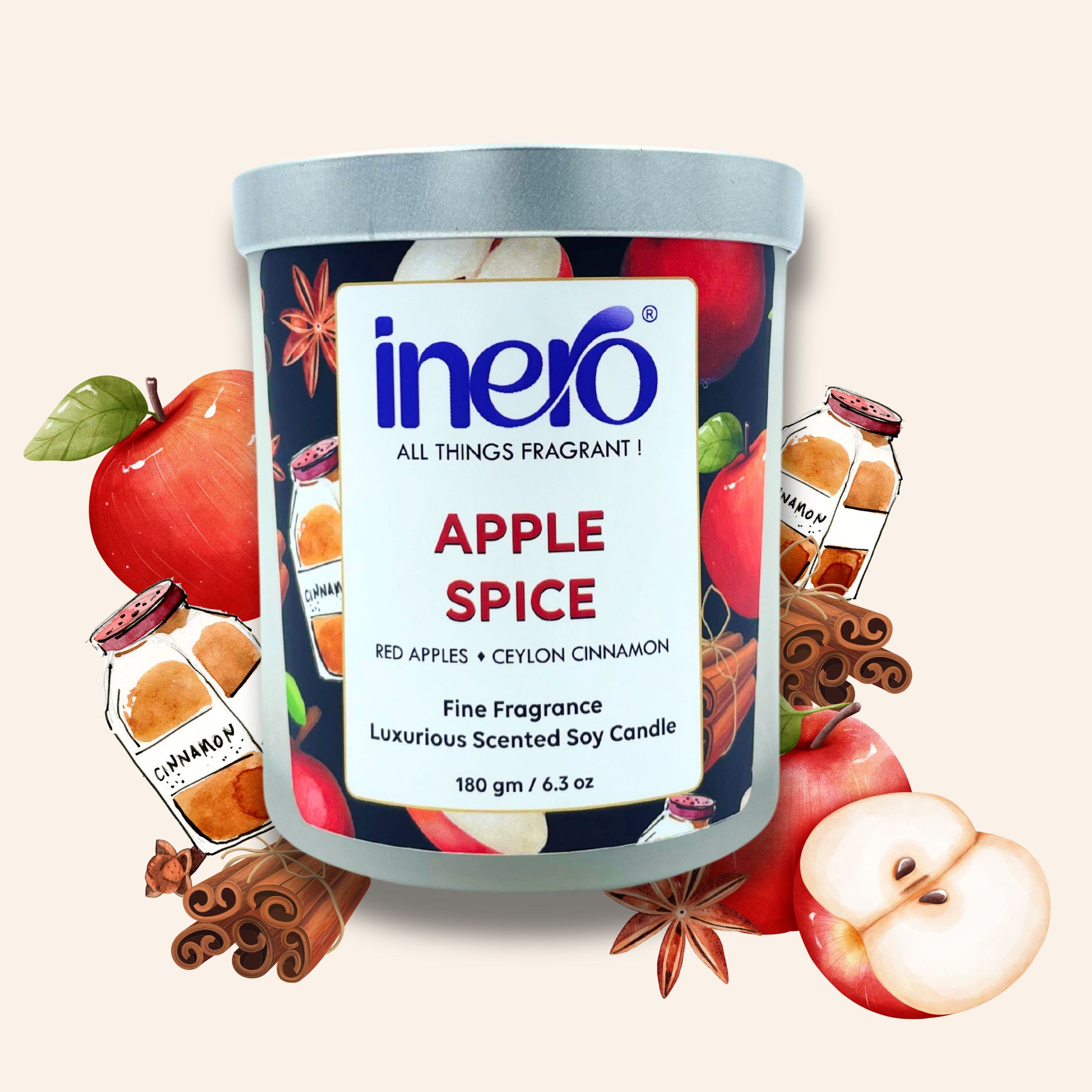 Apple Spice Scented Soy Candle