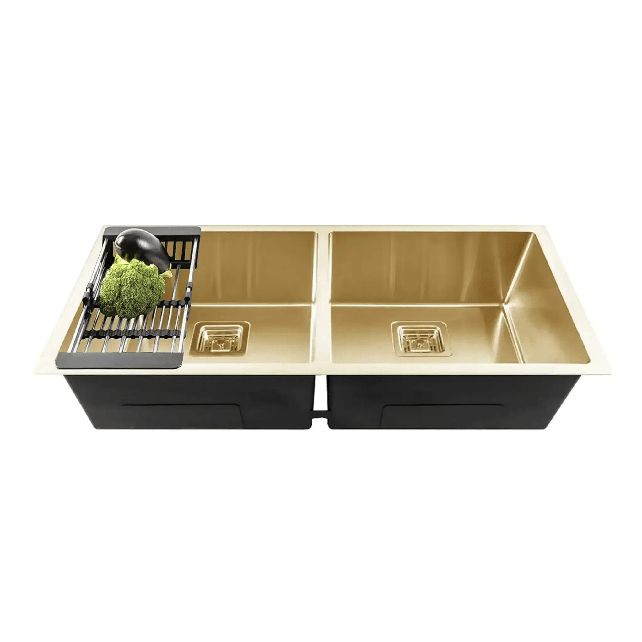 Classic Handmade (45 x 20x 10 ) Inch Double Bowl Gold Stainless Steel Kitchen Sink