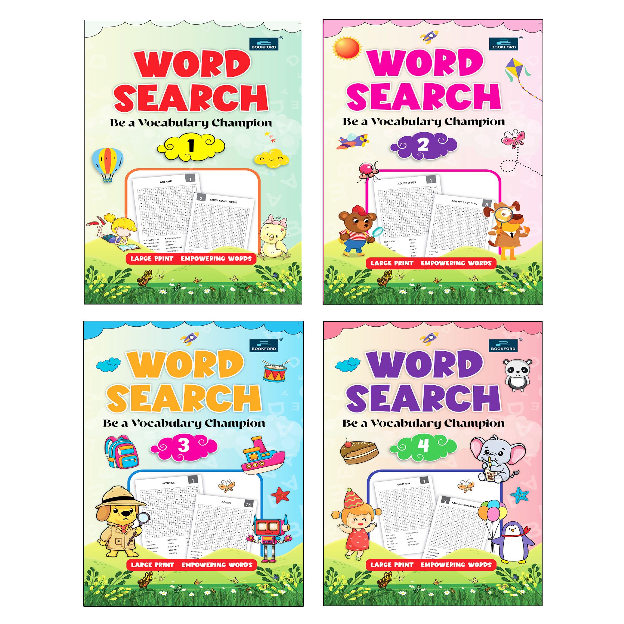 Word Search be a Vocabulary Champion Book(Set of 4) for Kids - Booster Activity and Crossword Puzzle Book - Age 3+ Years
