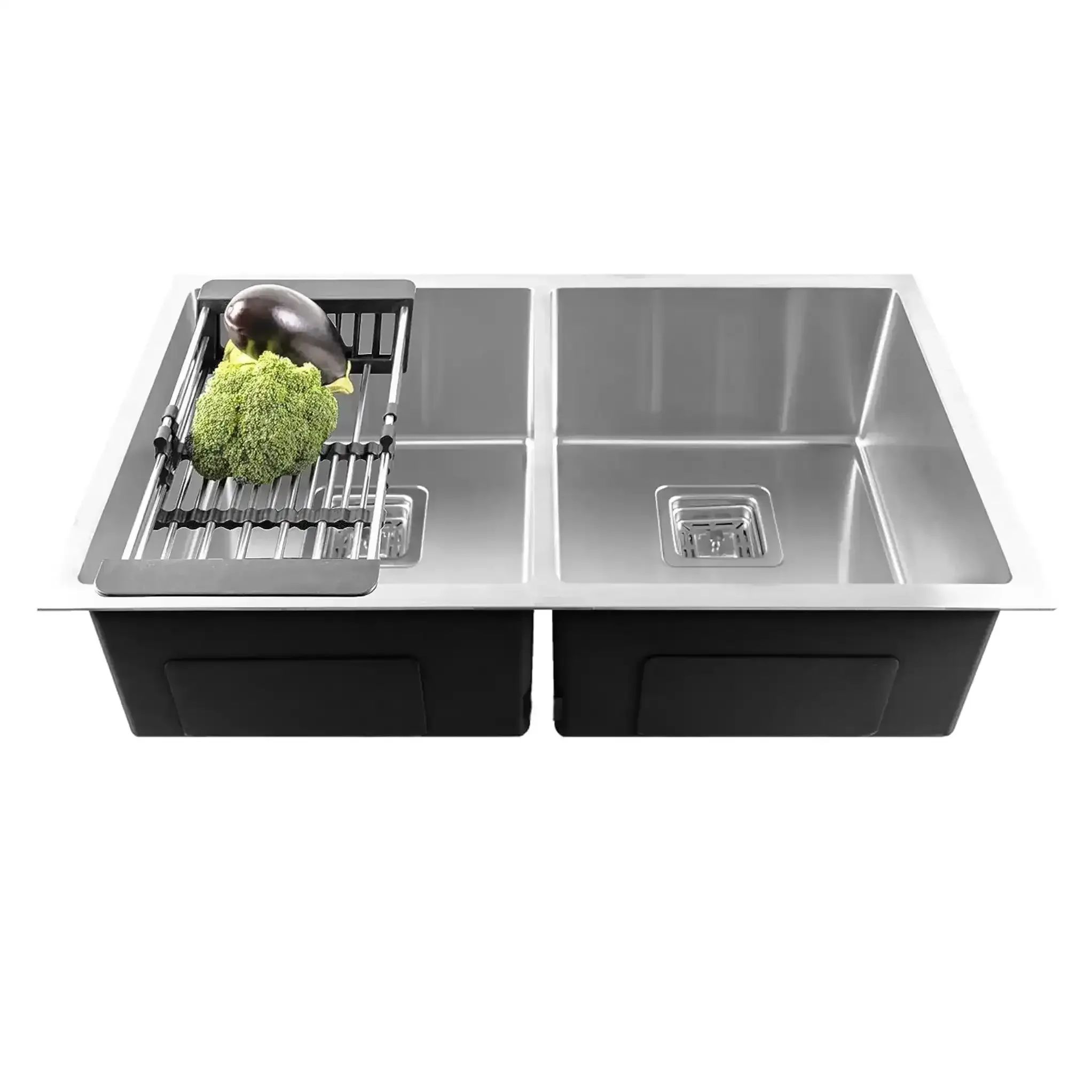 Classic Handmade (37x 18x 10) Inch Double Bowl Silver Stainless Steel Kitchen Sink