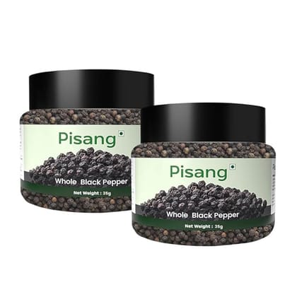 Pisang Spices Whole Black Pepper 35 Gm Bottle Pack Of 2 | Black Pepper/Kali Mirch | Naturally Processed, from Farm Picked Fresh Natural Seeds, No Artificial Additives