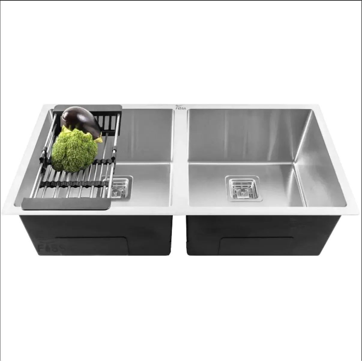 Premium-304 Handmade (42 x 20 x 10) Inch Stainless Steel Double Bowl Silver Kitchen Sink