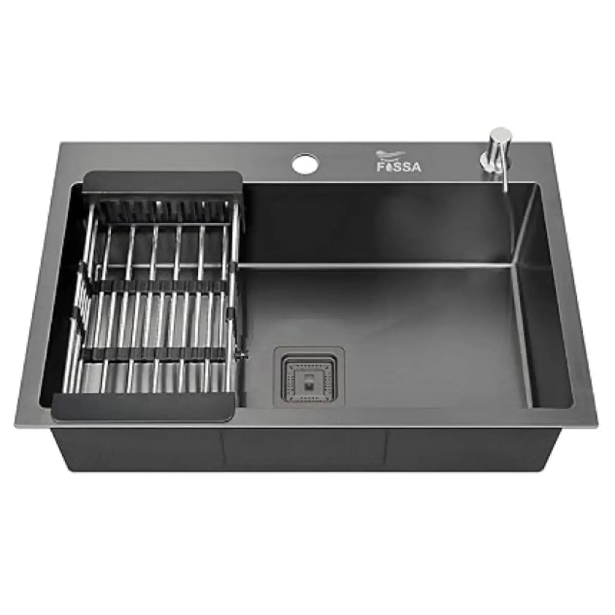 Classic Handmade (24 x 18 x 10) Inch Single Bowl with Tap Hole Black Stainless Steel Kitchen Sink