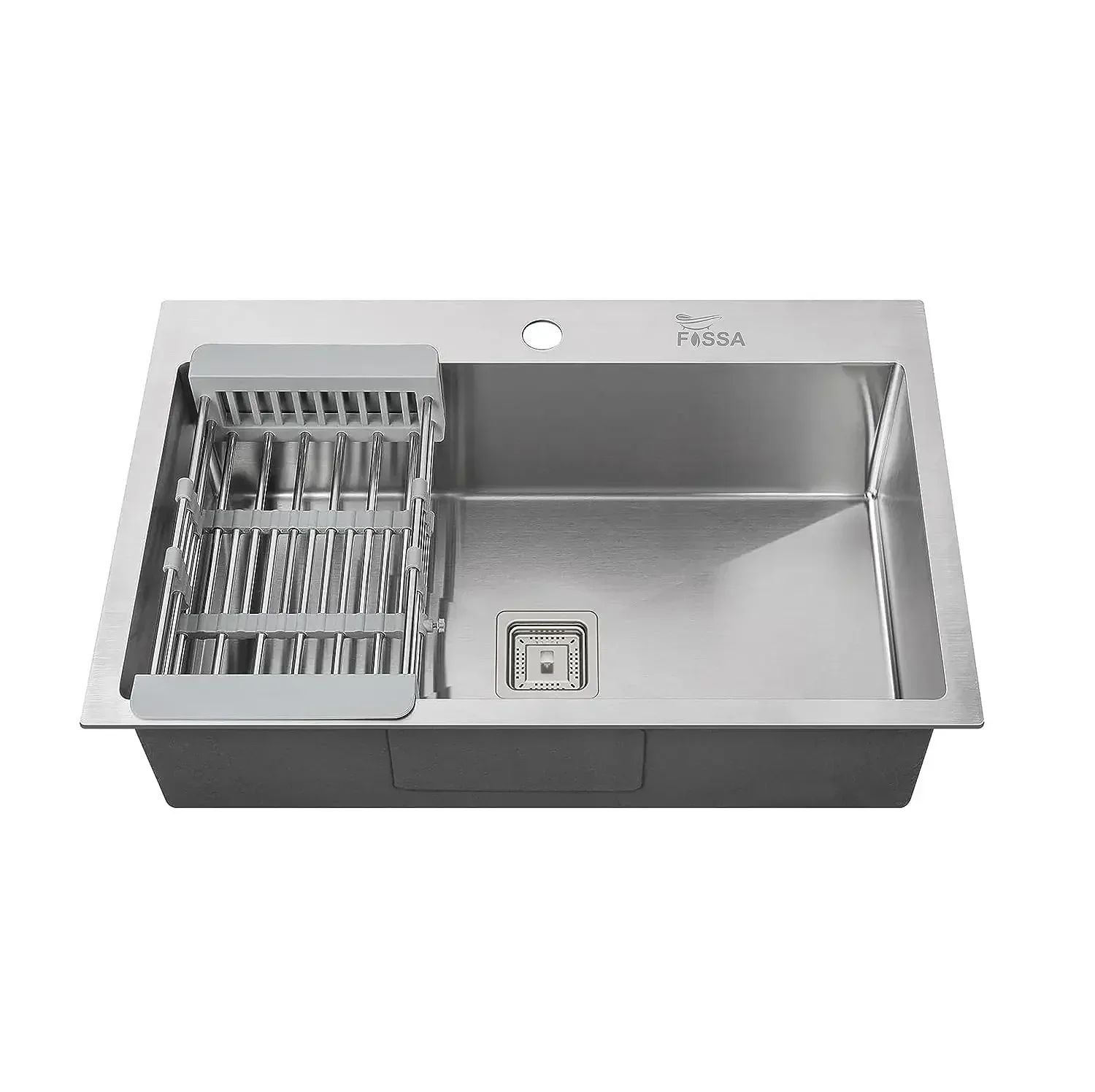 Classic  Handmade (24 x 18 x 10) Inch Single Bowl  Silver with Tap Hole Stainless Steel Kitchen Sink