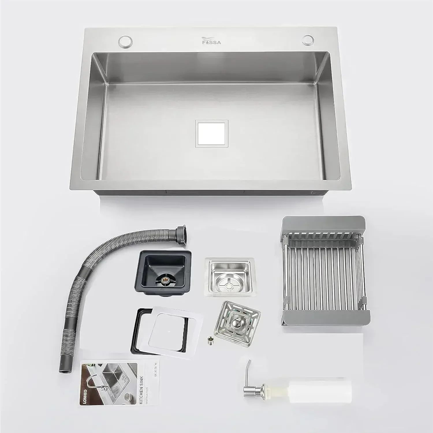 304 Handmade (24 x 18 x 10) Inch Single Bowl Silver with Side Tap Hole Stainless Steel Kitchen Sink