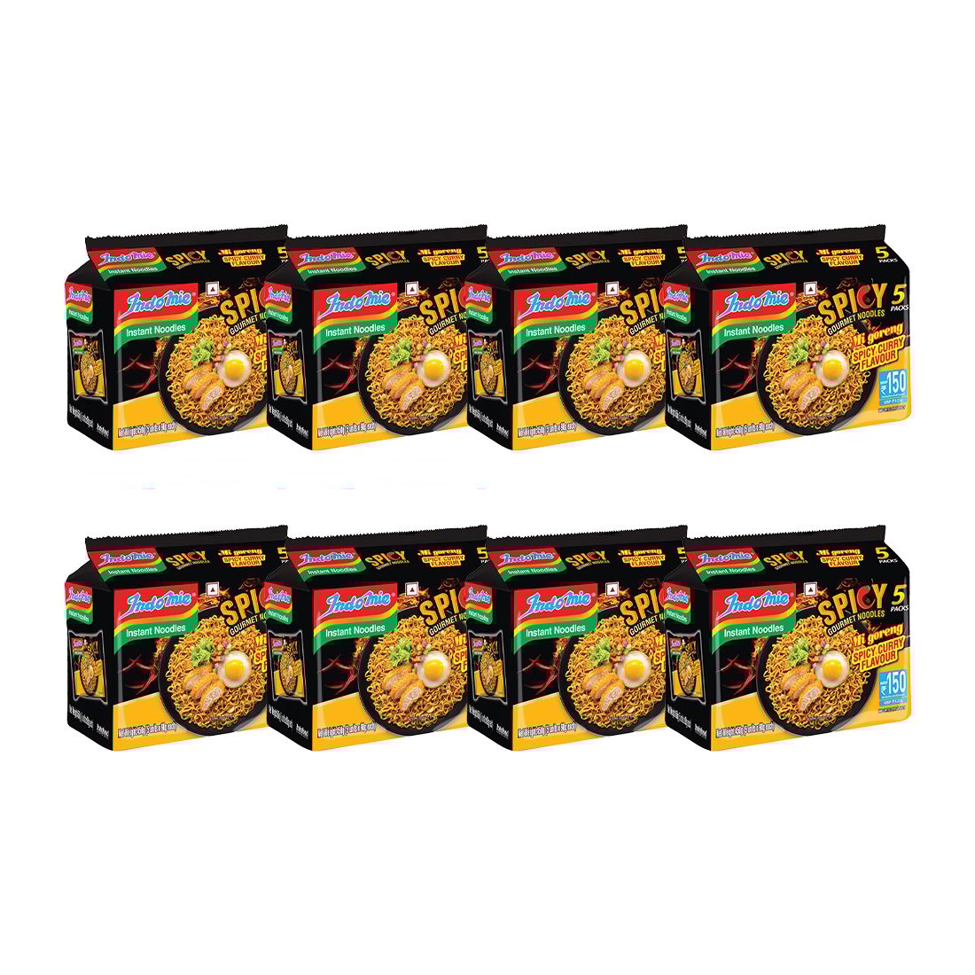 Indomie  Instant Noodles MI Goreng Spicy Curry Flavor Family Pack (5's combo) (90g Each), Non-Vegetarian, Authentic Indonesian Flavor, Quick and Easy Meal, Spicy Savory Stir-Fried Noodles (Pack of 40)