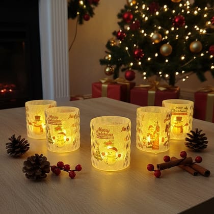 Coral Tree LED Christmas Printed Candle Lights Set of 4/5 Coral Tree LED Christmas Printed Candle Lights Set of 4/5