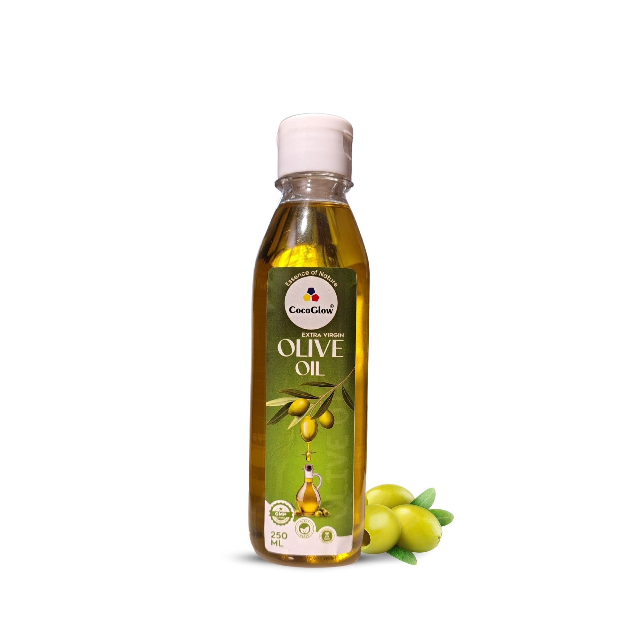 CocoGlow Extra Virgin Olive Oil | Cold Pressed | Pure & Unrefined | Rich in Antioxidants | Chemical-Free & Natural | Ideal for Cooking, Skincare & Haircare (250 ml)
