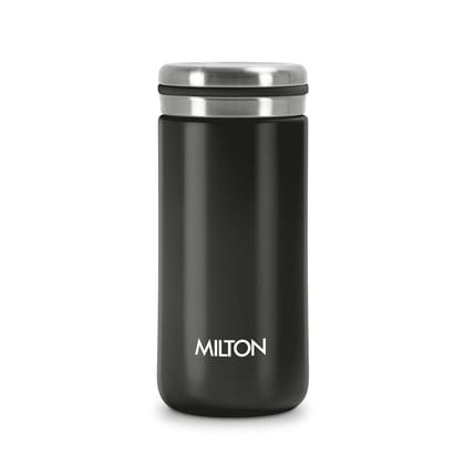 Milton Shiny 200 Thermosteel Water Bottle 190 ml, 24 Hr Hot and Cold I Leak Proof Lid, ISI Certified I Vacuum Insulated I for Office, Gym, School I Black