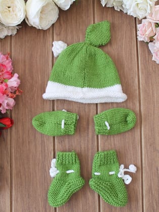 Baby Cap & Mitten Set for Newborn (0–3 Months) | Soft Cotton Combo Set