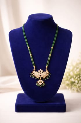 Elegant Emerald & Gold Peacock Necklace