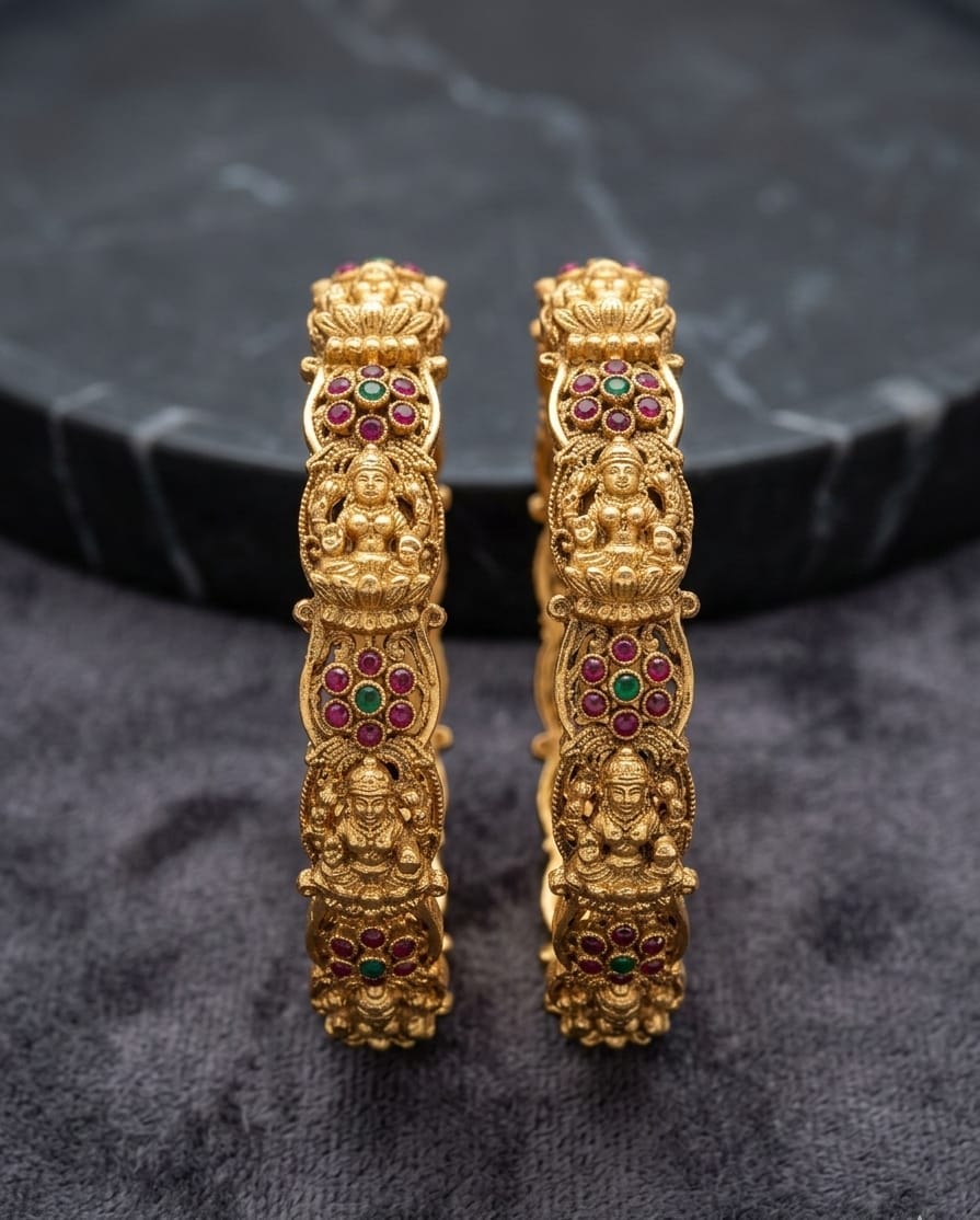 Traditional Temple Design Gold Bangles