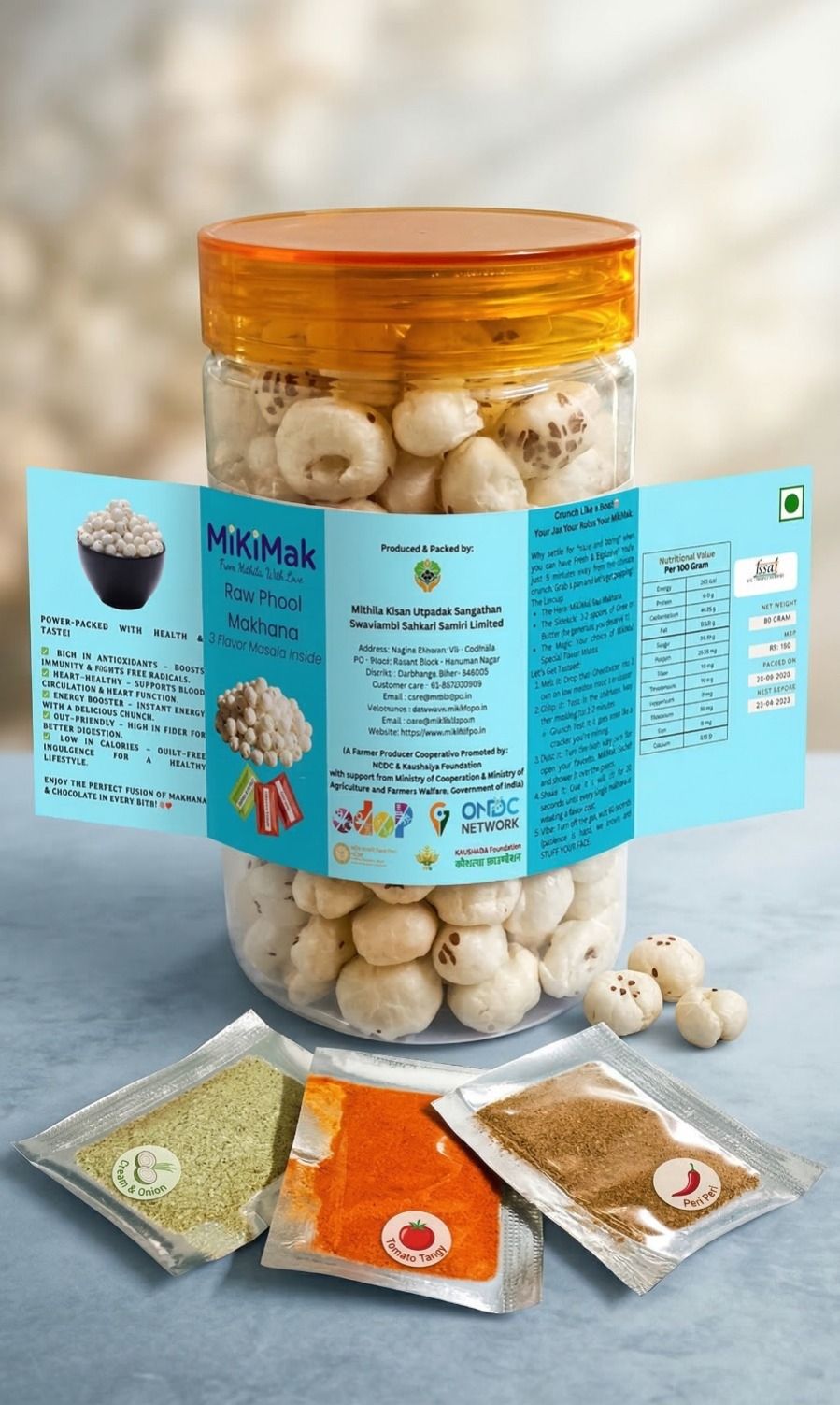 MiKiMak Raw Phool Makhana with 3 Flavor Masala Inside