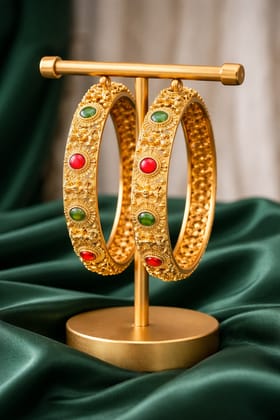 Temple Heritage Gold Stone Bangles