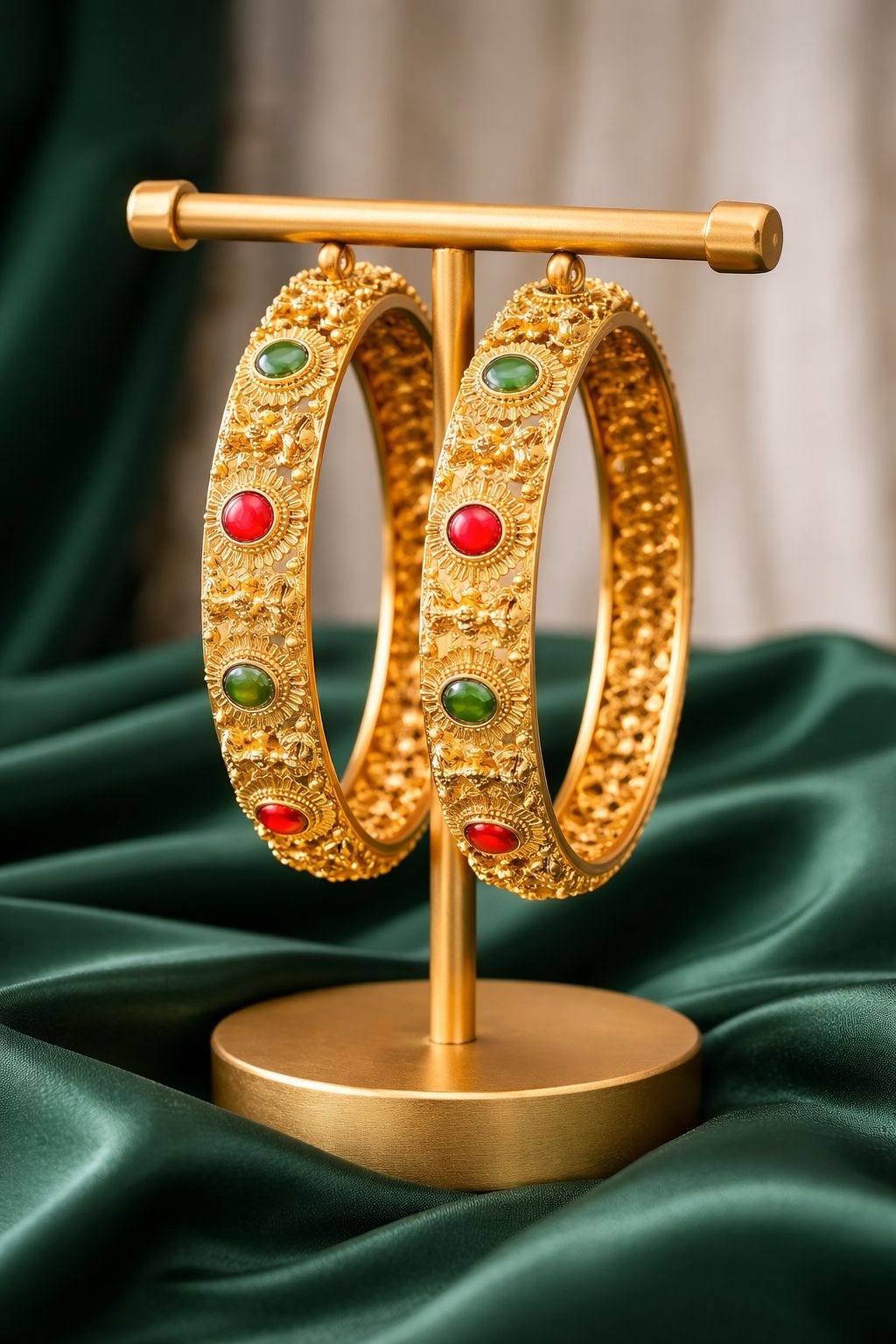 Temple Heritage Gold Stone Bangles