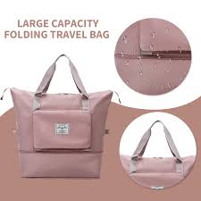 Womens Large Capacity Folding Travel Tote Bag|Oxford Fabric Waterproof Lightweight Foldable Duffel Bag Portable Expandable Travel Bag|Dry and Wet Carry 7 Cms (Multi-Colour)