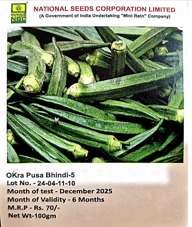 NSC Bhindi, Pusa-5, 100gm of TL seed