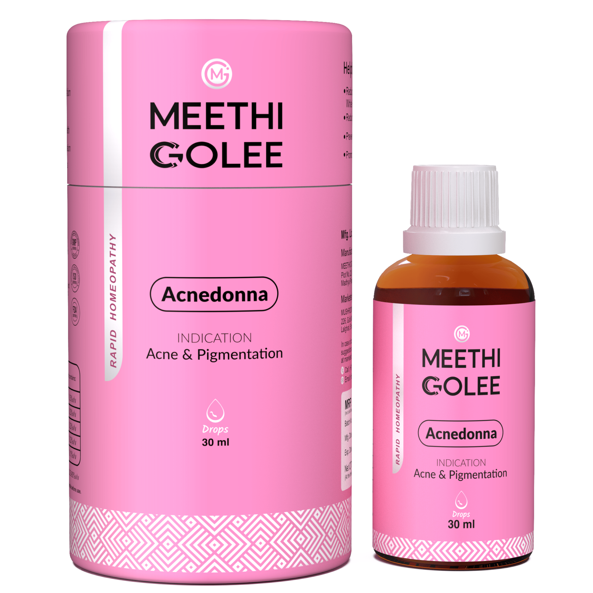 Meethi Golee Acnedonna Drops for Acne & Pigmentation Support (30ml) | Advanced Homeopathy 2.0 Skin-Regulation Formula for Breakouts, Oil Balance & Post-Acne Marks | Fast Absorbing Oral Drops for Clear Looking Skin