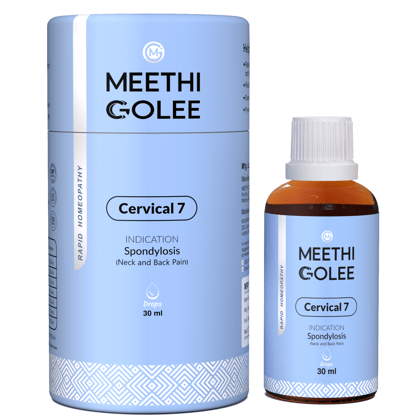 Meethi Golee Cervical 7 Drops for Neck & Spine Comfort (30ml) | Advanced Homeopathy 2.0 Neuro-Musculoskeletal Balance Formula for Stiffness, Tension & Mobility Support | Fast Absorbing Oral Drops