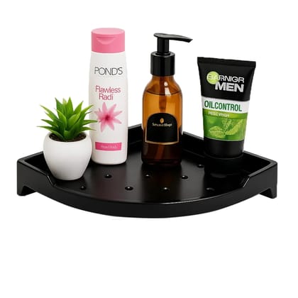 Black Corner Wall Shelf 9 inch Unbreakable Abs Ceramic Finish (RB-133)