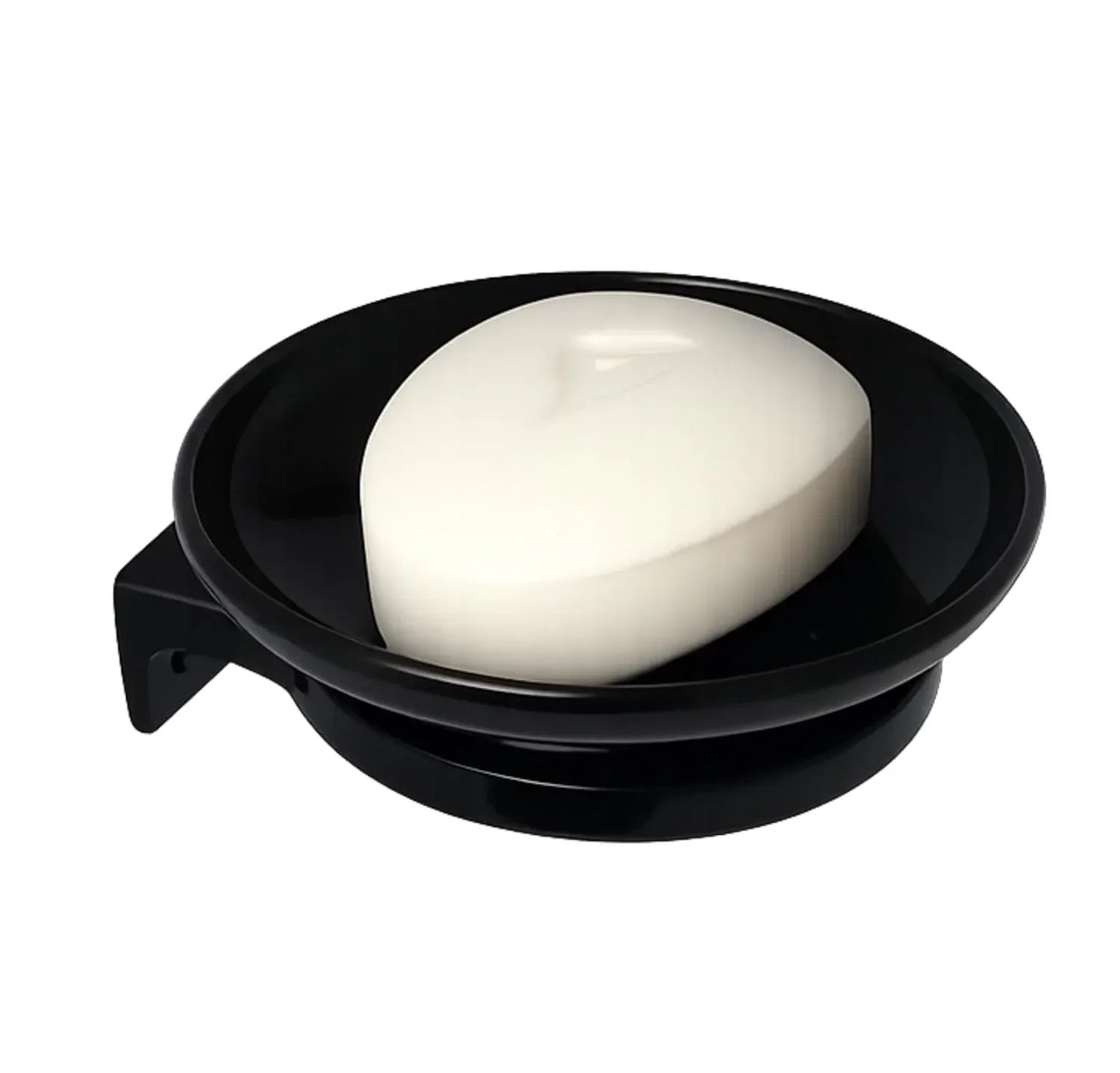 Black Soap Dish Unbreakable ABS Round Ceramic Finish (RB-121)