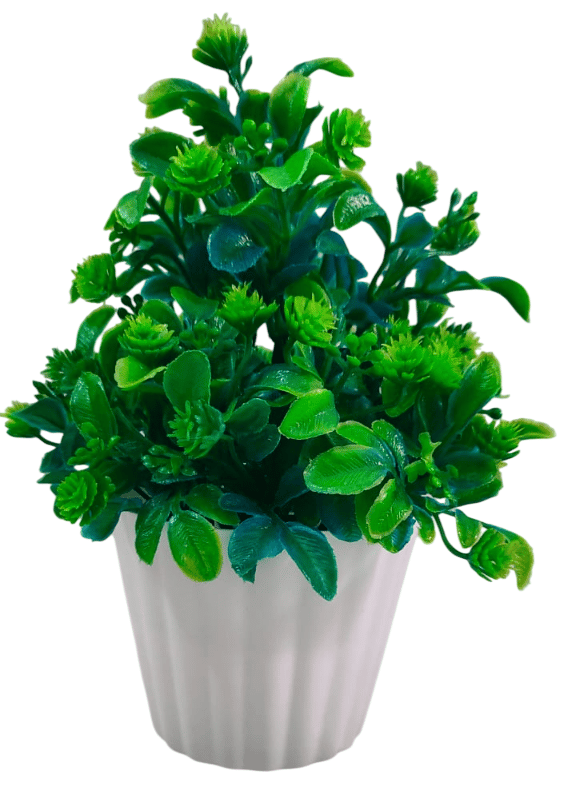 Artificial Green Plant with White Pot