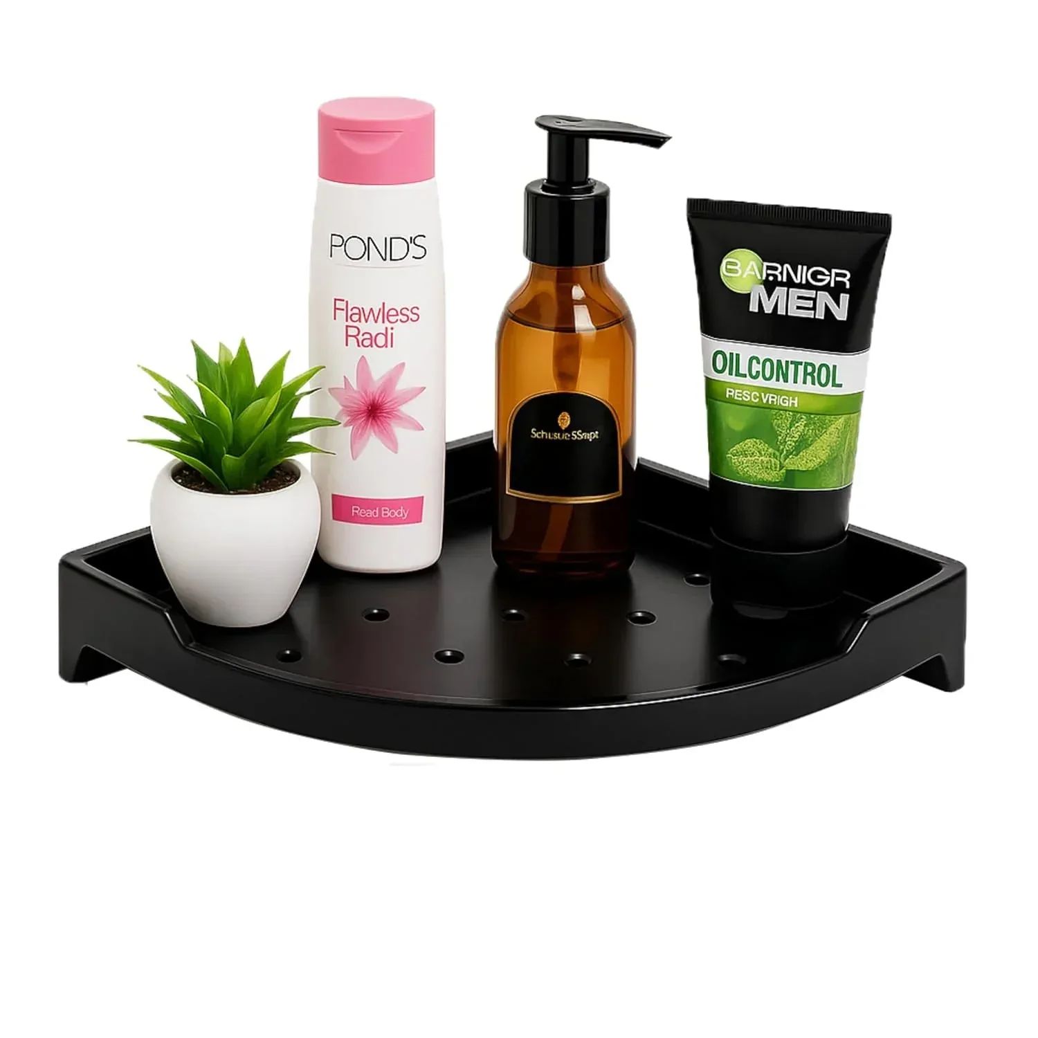 Black Corner Wall Shelf 12 inch  Unbreakable Abs Ceramic Finish (RB-134)