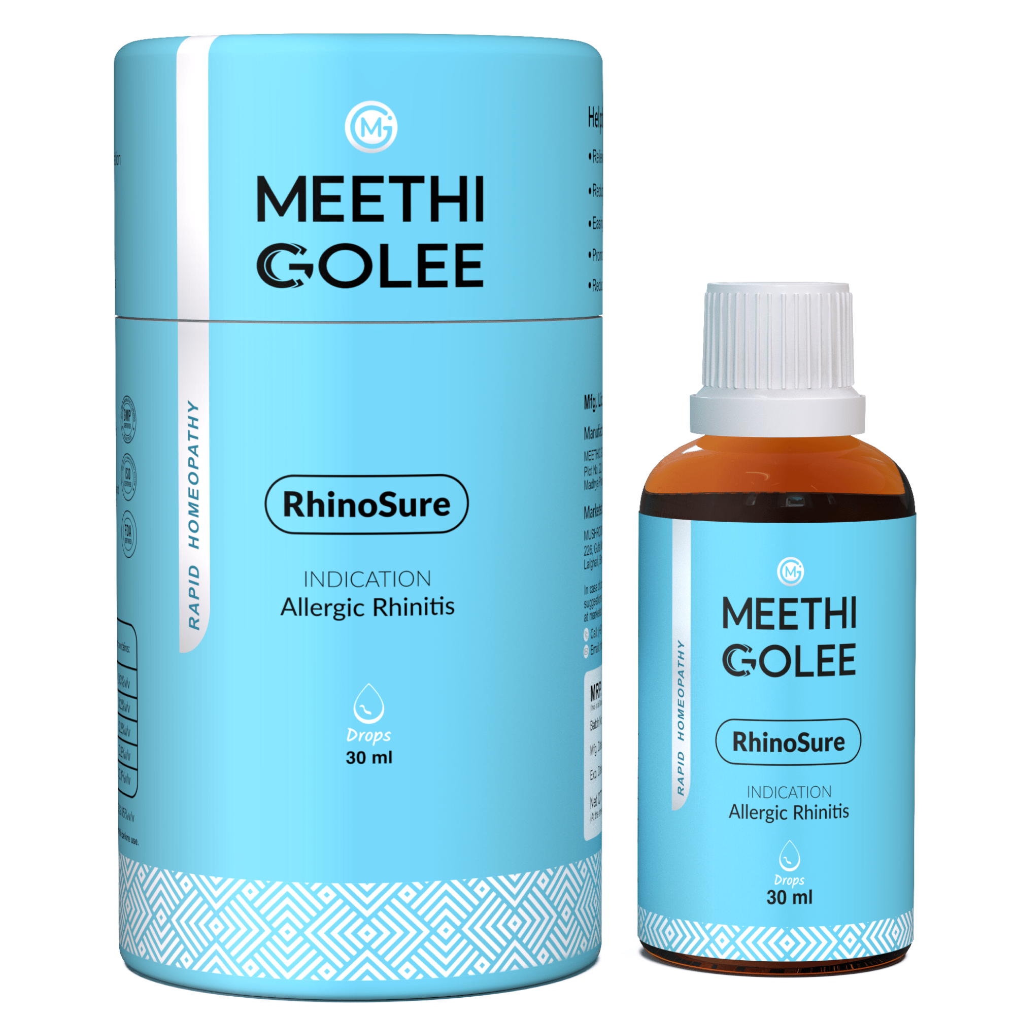 Meethi Golee RhinoSure Drops for Nasal & Allergy Comfort Support (30ml) | Advanced Homeopathy 2.0 Nasal Mucosal & Immune Response Balance Formula for Sneezing, Congestion & Clear Breathing | Fast Absorbing Oral Drops