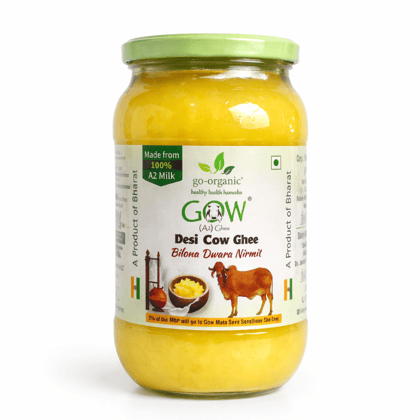 Go-Organic GOW A2 Desi Cow Ghee Bilona Dwara Nirmit