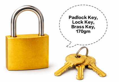 Padlock Key, Lock Key, Brass Key, Door Lock Key, Chabi Key 170gm Padlock Key, Lock Key, Brass Key, Door Lock Key, Chabi Key 170gm