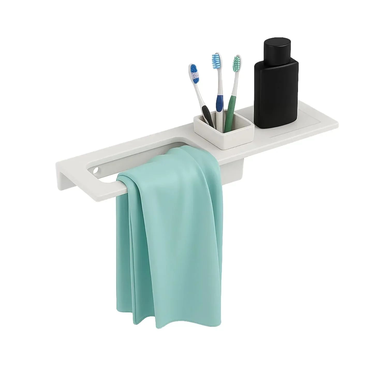 Ceramic Towel Ring & Brush Holder Glossy White (RW-128)