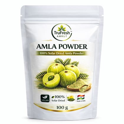 Amla Powder 100g | 100% Solar Dried | Vitamin C Rich | Immunity Booster | Hair & Skin Care | Trufresh Amrut