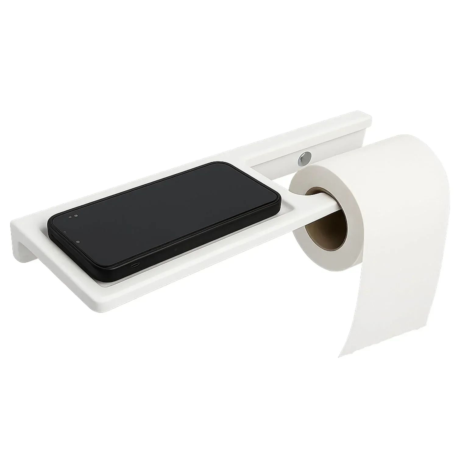 White Toilet Paper Holder with Mobile Stand Quartz Ceramic (RW-125)