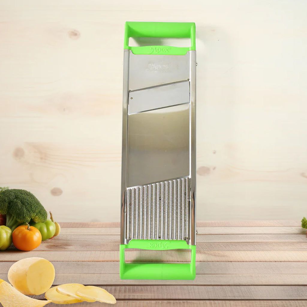 Apex Stainless Steel Vegetable Slicer 2-in-1 (SKU 11549) | Dual Blade Kitchen Slicer for Chips, Fruits & Vegetables | Heavy Duty Cutter