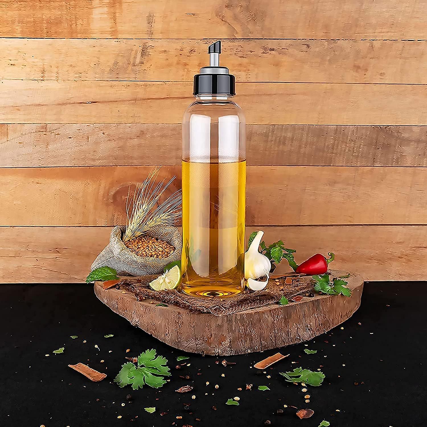 Oil Dispenser Transparent Plastic Bottle 1 Liter | Kitchen Cooking Oil Pourer with Easy Grip