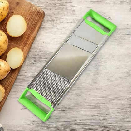 Apex Stainless Steel Vegetable Slicer 2-in-1 | Dual Blade Plain & Ripple Cutter | Durable Kitchen Slicer for Vegetables & Fruits