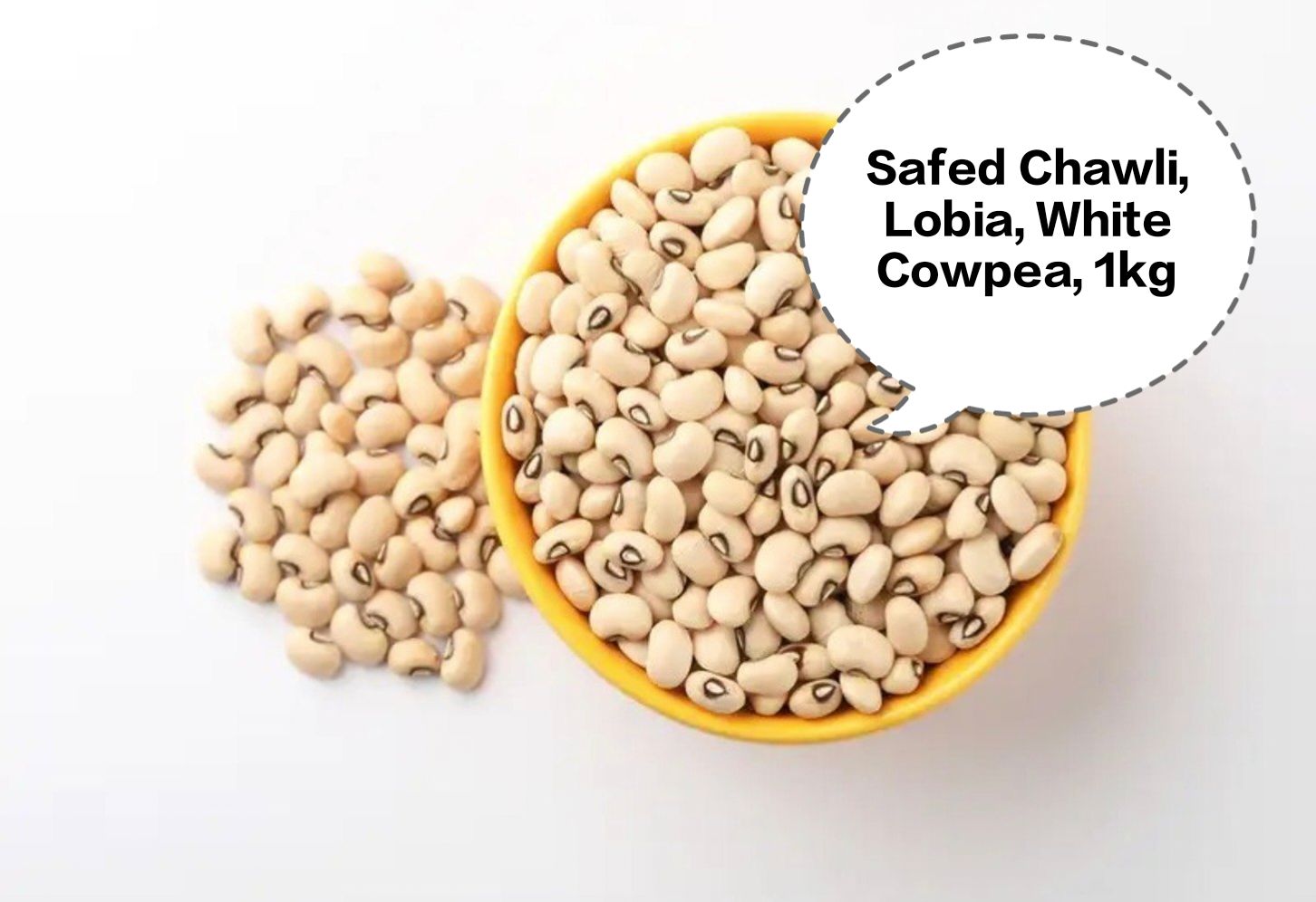 Safed Chawli, Lobia, White Cowpea, Black Eyed Beans, Chawli Beans 1kg