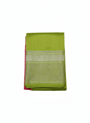 Olive Green Handloom Cotton Silk Saree with Pink Border Olive Green Handloom Cotton Silk Saree with Pink Border