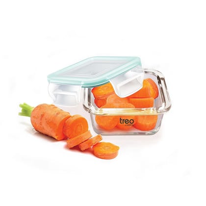 Treo by Milton Hi Borosilicate Clip Fresh Glass Storage Square Container for Kitchen With Air-Tight Lid, Microwave & Oven Safe, 160 ml, Transparent