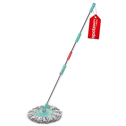Spotzero By Milton Spin Mop Deluxe Spares Set Handle with Microfibers Refill and Head, Plastic, Multicolor