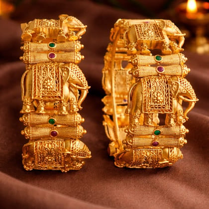 Rajwada Elephant Heritage Gold-Plated Bangles (Set of 2) Rajwada Elephant Heritage Gold-Plated Bangles (Set of 2)