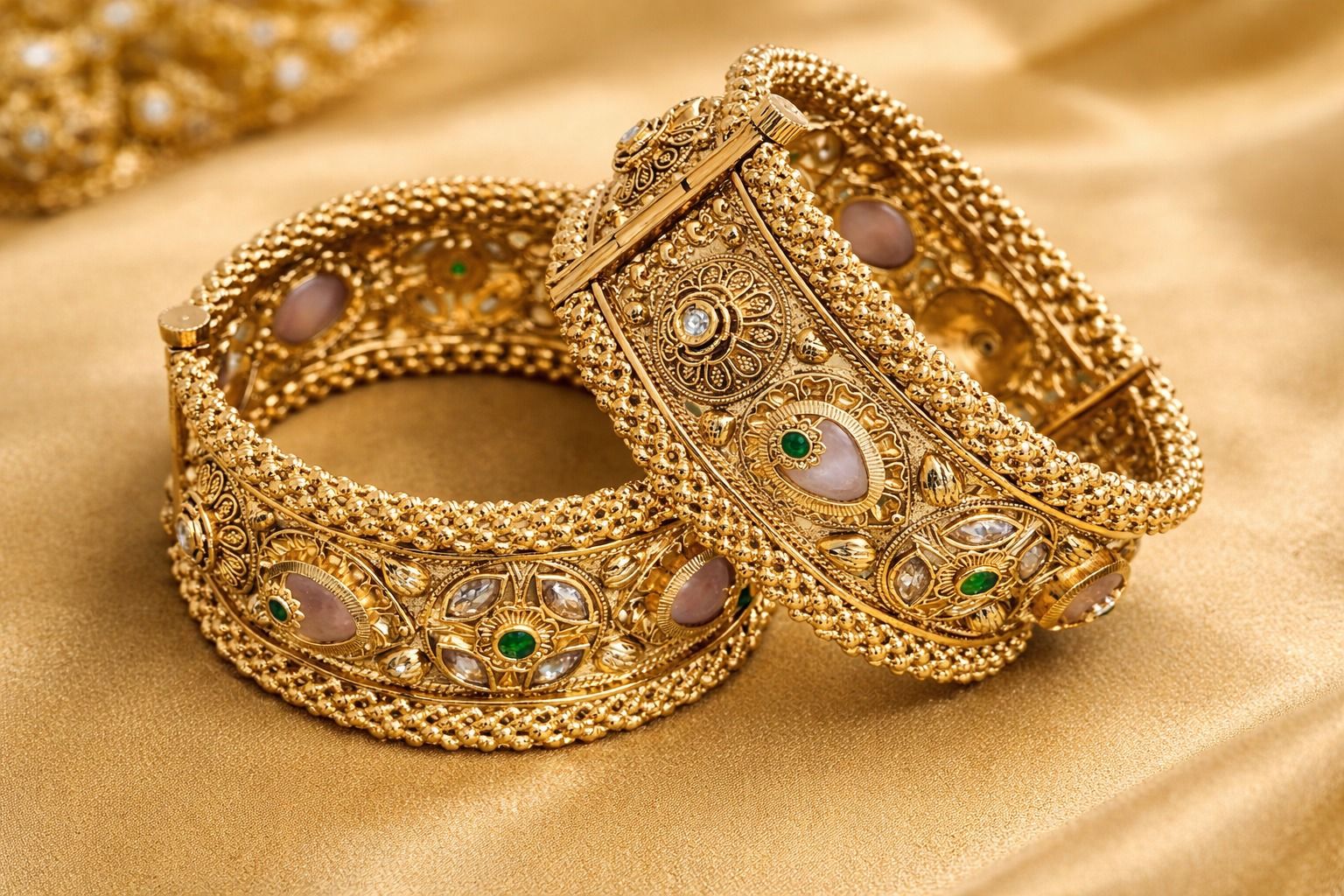 Royal Heritage Filigree Gold Bangles (Set of 2)