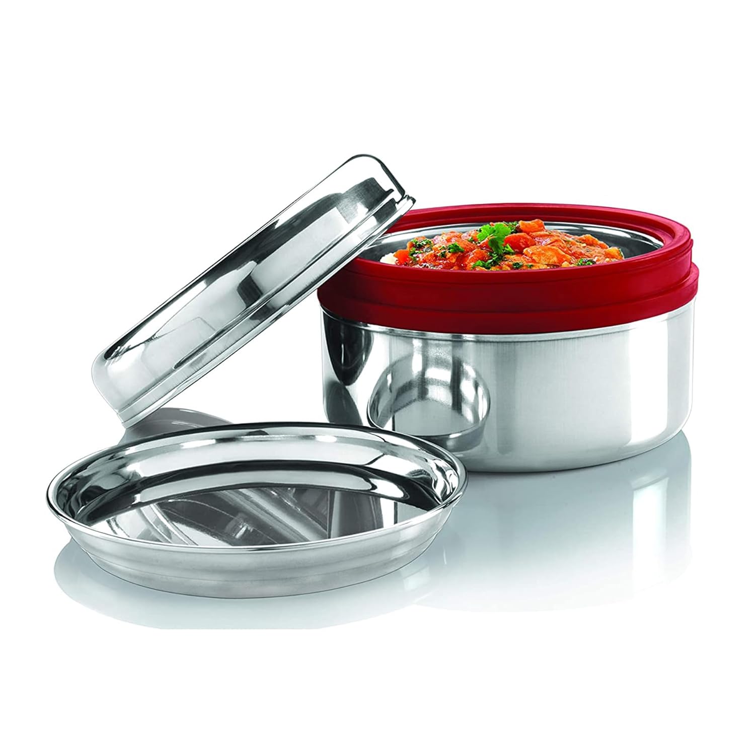 MILTON Supreme Stainless Steel Snack Box with Steel Separator Plate | Durable, Food Safe| 1 Year Warranty | 250ml Capacity | Ideal for Office, School, Travel